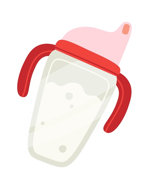 Vector biberón para icono plano de leche cuidado para recién nacido