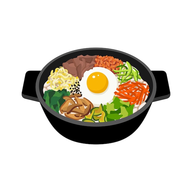 bibimbap, comida coreana, vector, ilustración, cocina coreana, plato