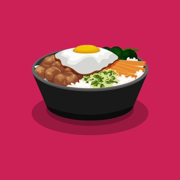 Vector bibimbap diseño con estilo de dibujos animados