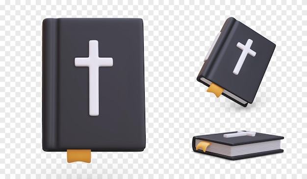 Biblia santa realista en 3D con marcadores en diferentes posiciones
