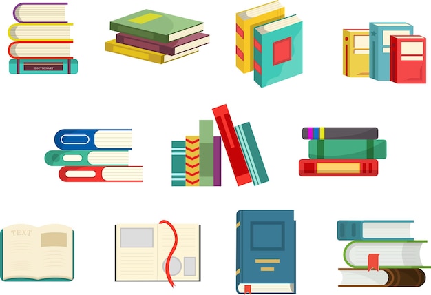 Biblioteca de libros Conocimiento Colección de diseño plano