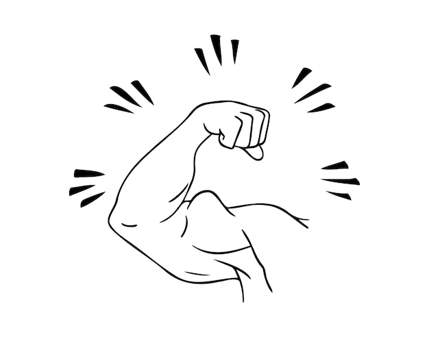 El bíceps dibujado a mano de un brazo fuerte atleta culturista bíceps atleta de fuerza deporte hombre atleta garabateo