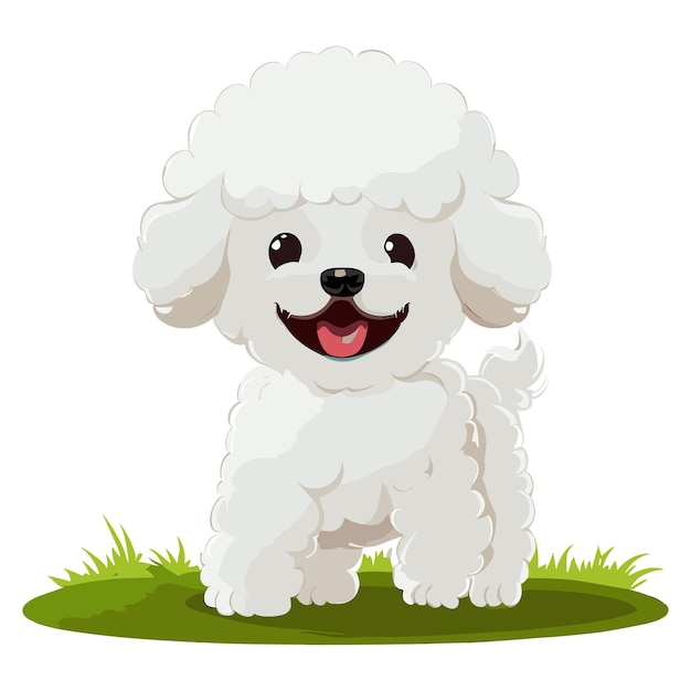 Vector bichon frise fluffy charm en blanco