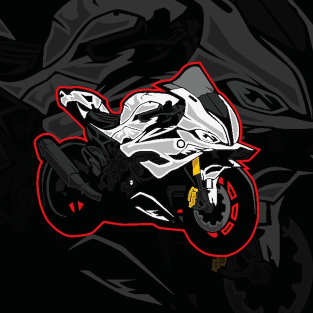 Bicicleta Blanca Superbike Sportbike Vector Diseño