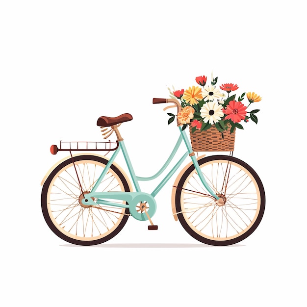 Vector bicicleta con una canasta de flores 1