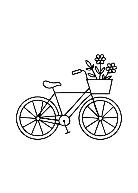 una bicicleta con una canasta que dice "flores" en ella