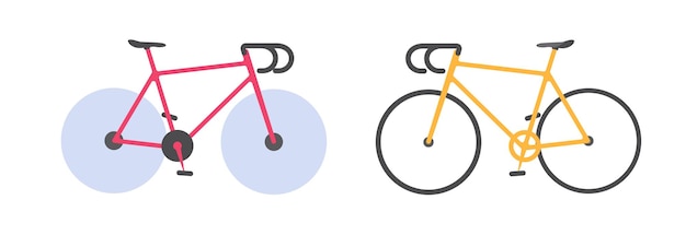 Vector bicicleta de carretera deportiva roja amarilla naranja plana de dibujos animados ilustración gráfica simple ciclo de carrera mínimo