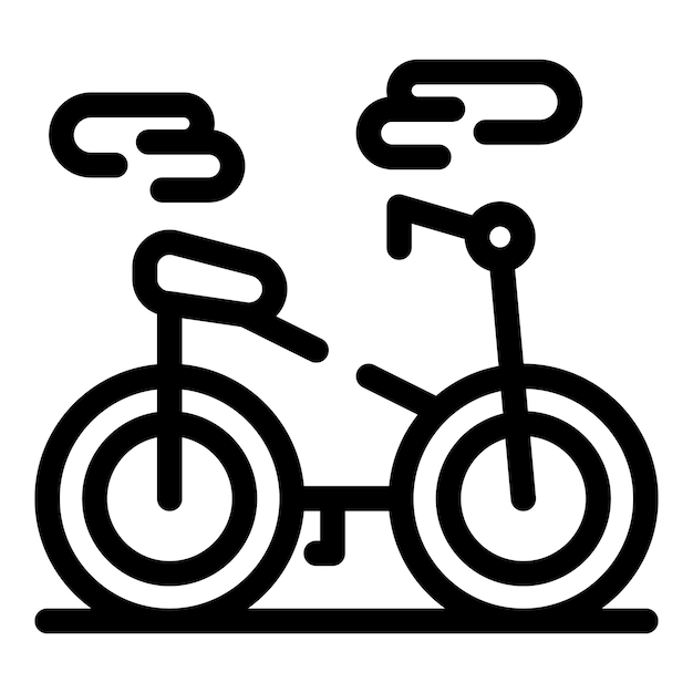 Bicicleta de la ciudad de pie en la carretera con nubes en el fondo