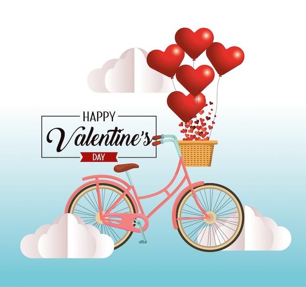 Bicicleta con decoración de corazones para celebración de san valentín.