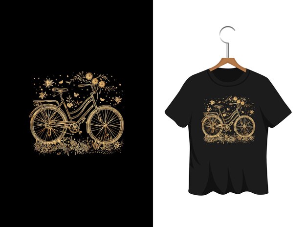 Vector bicicleta con diseño de camiseta de flor obra de arte para niña