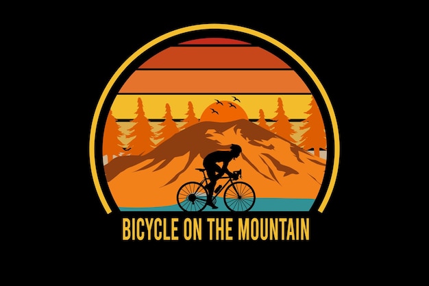 Bicicleta en el diseño de paisaje vintage retro de montaña