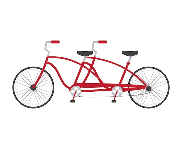 Bicicleta de doble par de color rojo plano vectorial