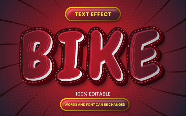 Bicicleta de efecto de texto con estilo de texto editable de dibujos animados en 3D
