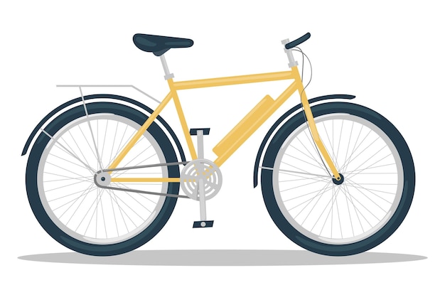 Bicicleta eléctrica bicicleta vectorial plana ilustración aislada tipo de transporte