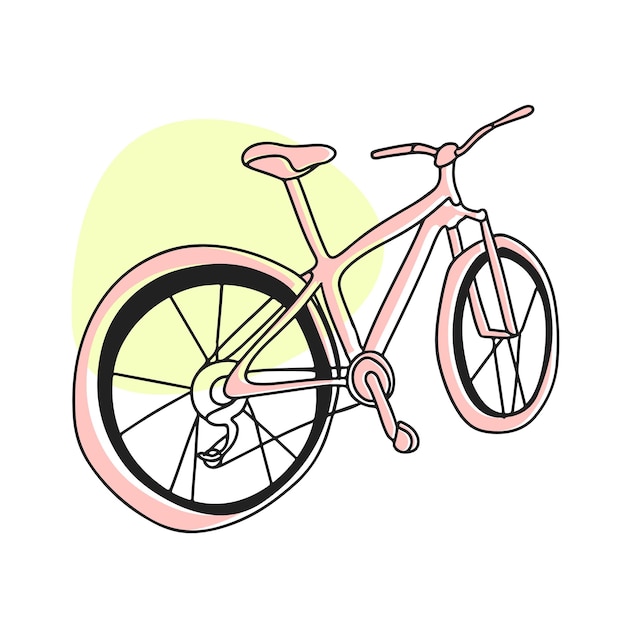 Bicicleta en estilo garabato en vector de línea de colores pastel