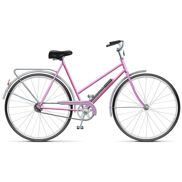 Vector bicicleta femenina vectorial aislada sobre fondo blanco