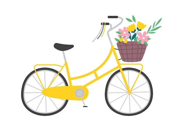 Bicicleta Con Flores En Canasta