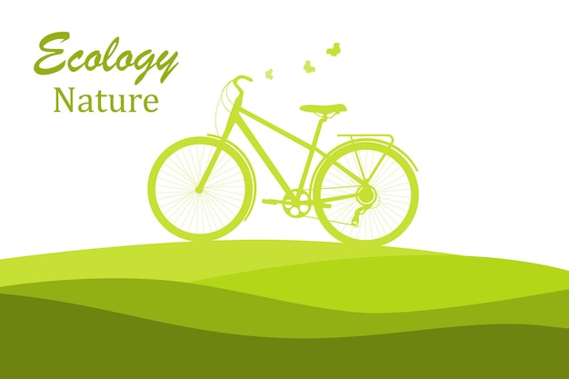 Bicicleta en un globo. Logo dibujado en blanco y negro en estilo garabato. Símbolo de reciclaje. Verde. Mundo respetuoso con el medio ambiente. Ilustración de vector de ecología. Hecho a mano. Concepto ecológico. Infografía.