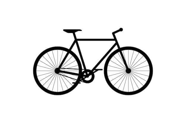 Bicicleta icono negro ciclo silueta signo sobre fondo blanco símbolo de vehículo de transporte de ciudad de bicicleta