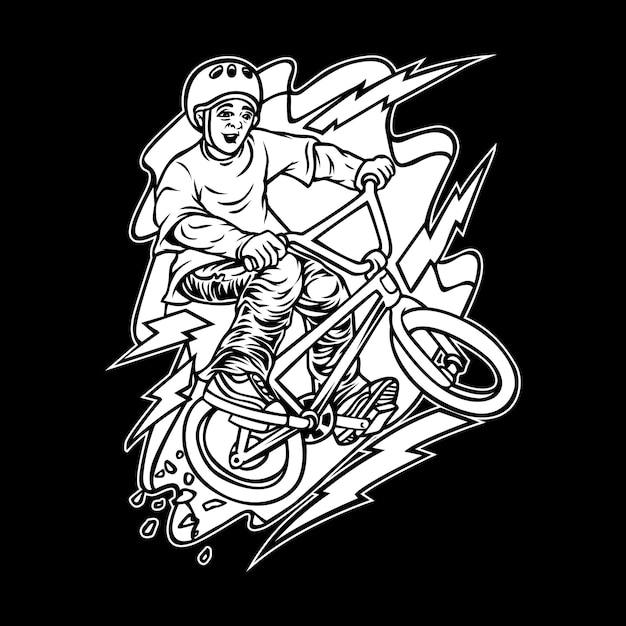 Bicicleta Ilustración en blanco y negro