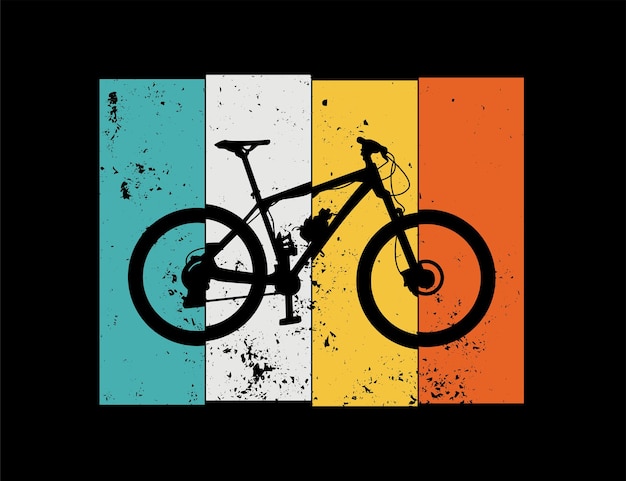 Vector bicicleta de montaña o bicicleta silueta diseño retro ilustración