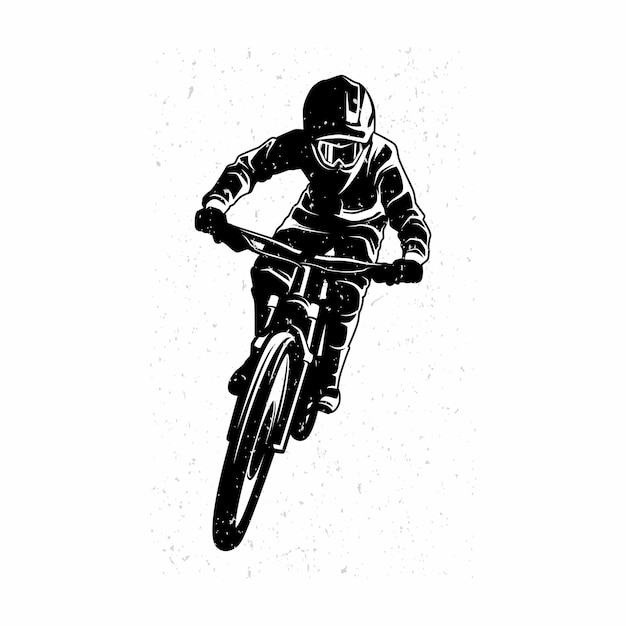 Bicicleta de montaña Silueta logo bicicleta cuesta abajo vintage logo ilustración vector