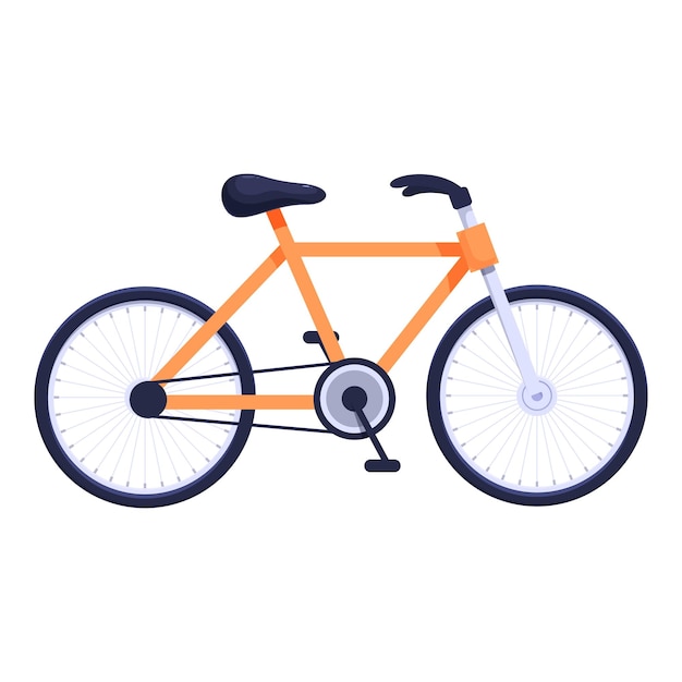 Bicicleta naranja de pie con fondo blanco para el transporte y diseños de estilo de vida saludable