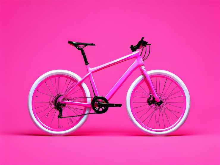 Vector una bicicleta rosa sobre un fondo rosa una bicicleta rosada sobre un fondo rosado