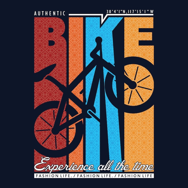 bicicleta tee tipografía diseño gráfico ilustración arte vectorial vintage por pedido