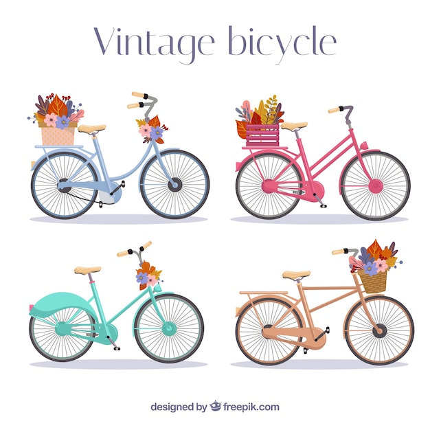 Bicicletas vintage con flores | Vector Premium Bicicletas vintage con flores | Vector Premium