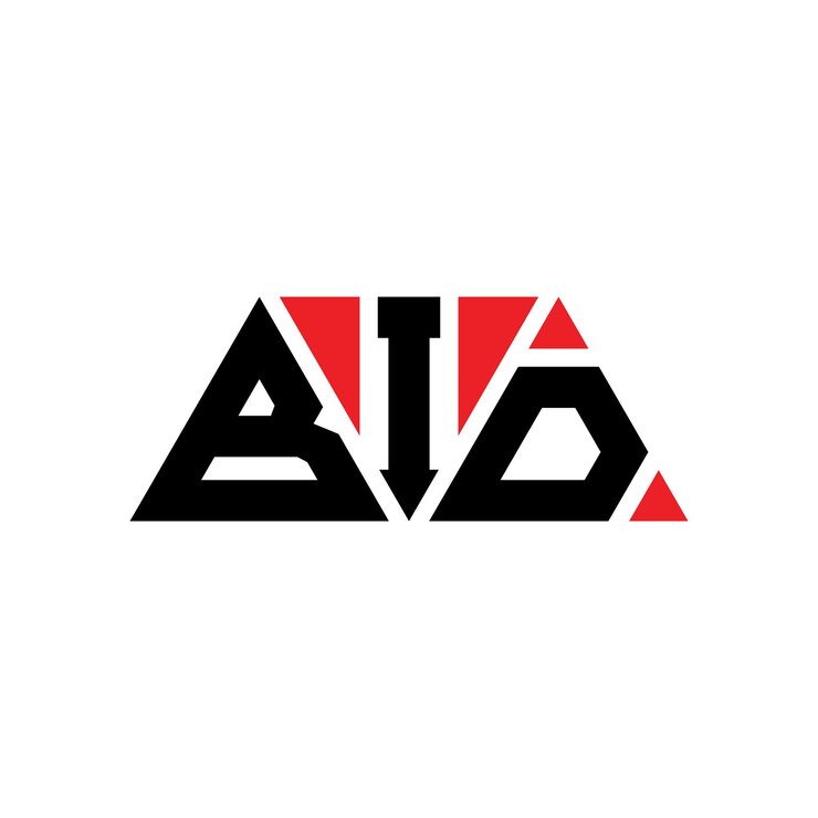 Vector bid diseño de logotipo de letra triangular con forma de triángulo bid diseño del logotipo del triángulo monograma bid triángulo vectorial plantilla del logotipo con color rojo bid logotipo triangular simple elegante y lujoso logotipo bid