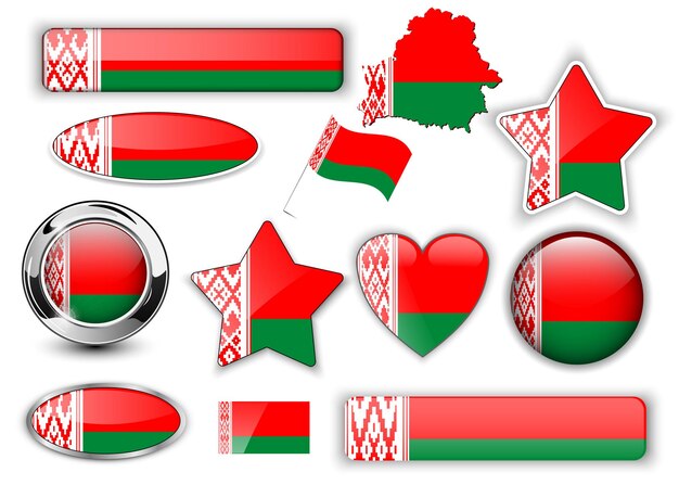 Bielorrusia Bielorrusia bandera botones gran colección ilustración vectorial de alta calidad