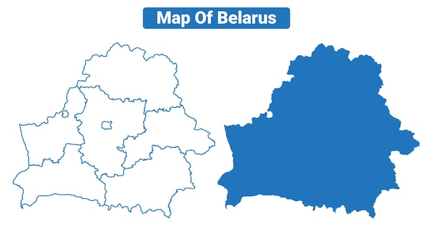 Bielorrusia simple conjunto de ilustraciones de estilo de contorno de mapa vectorial plano azul