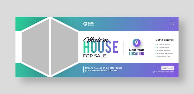 Bienes raíces casas modernas compra y venta venta de medios sociales portada web banner