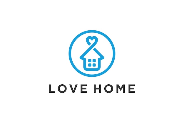Bienes raíces logo casa propiedad amor icono forma marco icono símbolo