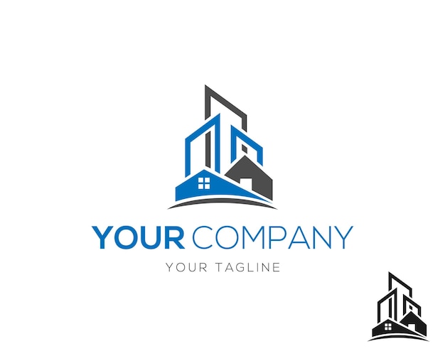 Bienes raíces con plantilla de vector de diseño de logotipo de ciudad