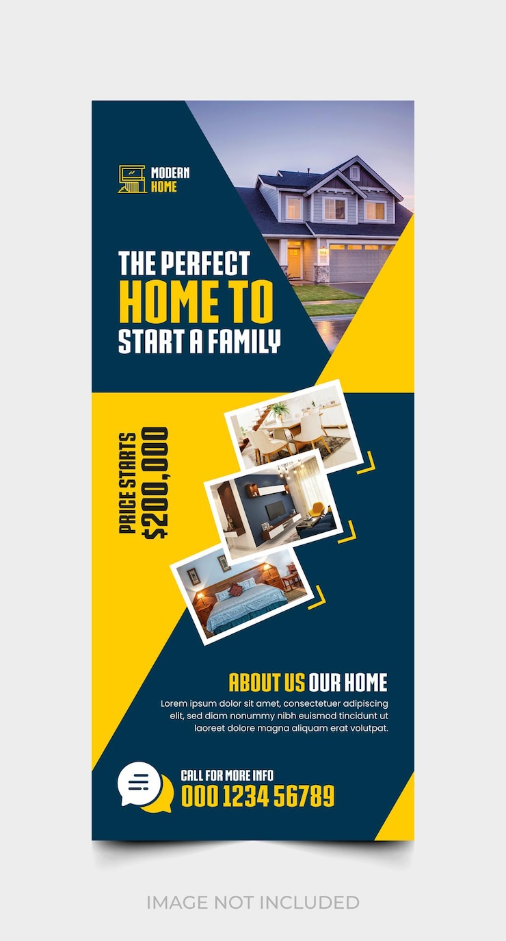 Vector bienes raíces roll up banner design