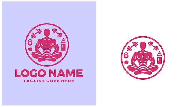 Bienestar físico salud física acondicionamiento ilustración de diseño de logotipo único