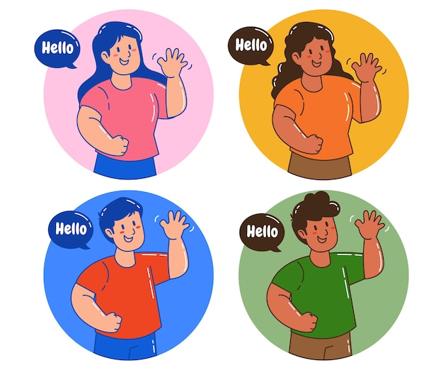 bienvenida gente diga hola concepto para página de destino