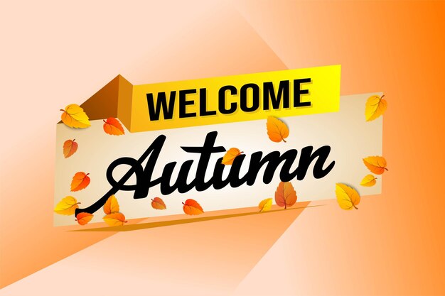 bienvenida otoño palabra texto concepto icono logotipo signo símbolo vector nota estilo 3d para el uso página de aterrizaje