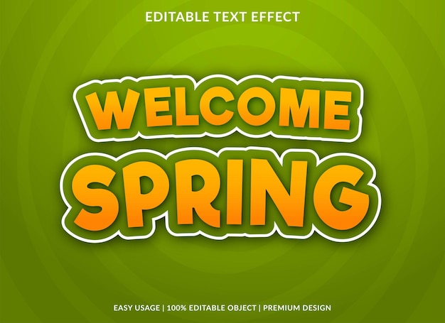 bienvenida plantilla de efecto de texto de primavera vector premium