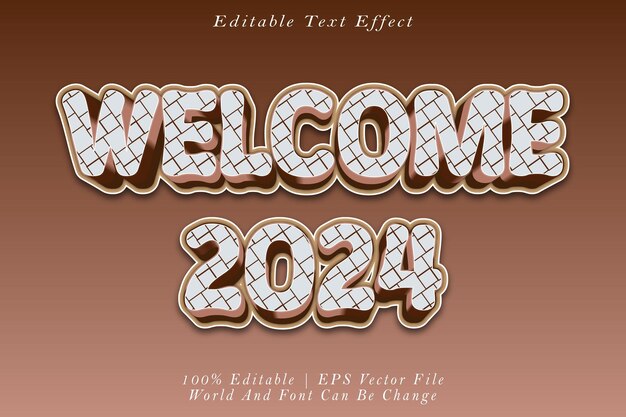 Bienvenido a 2024 Efecto de texto editable Estilo de gradiente de relieve 3D