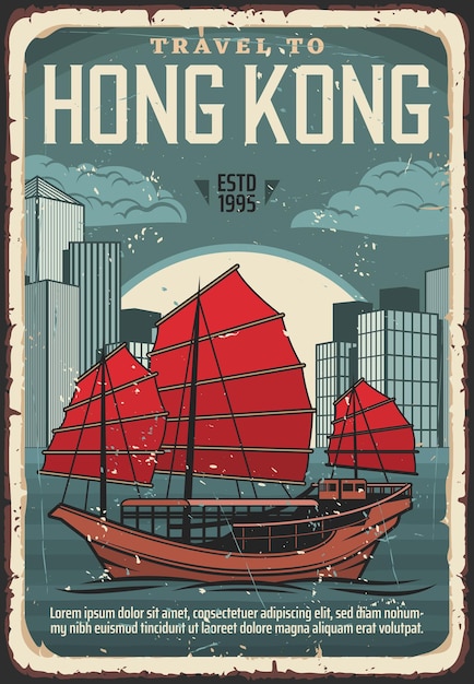 Bienvenido al cartel de viaje de Hong Kong.