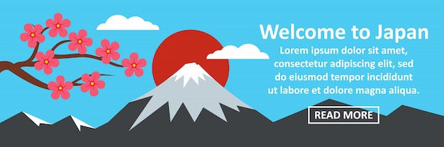 Vector bienvenido al concepto horizontal de banner de japón