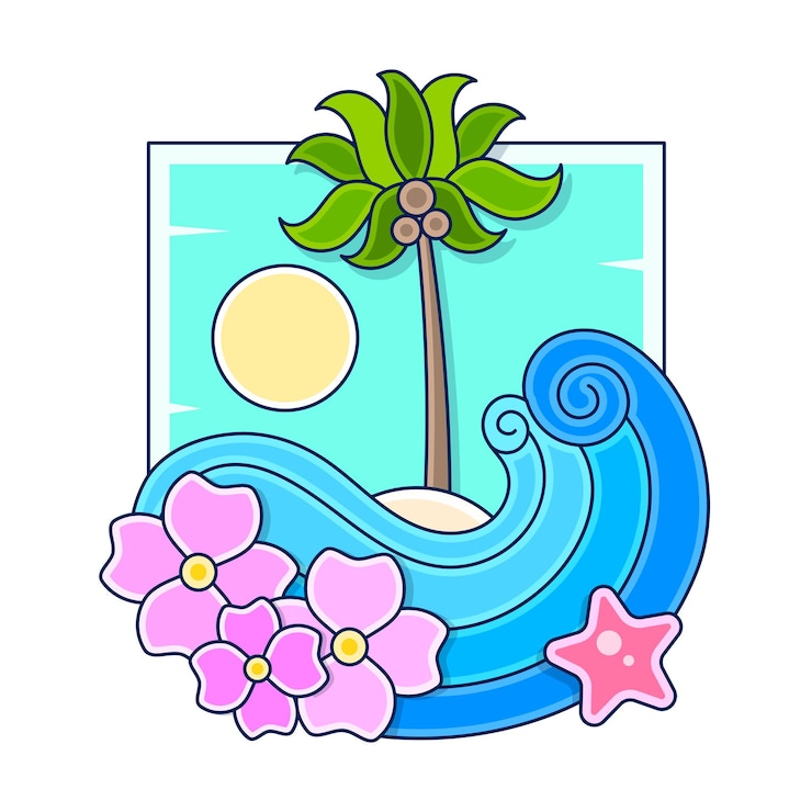 Vector bienvenido al diseño de carteles vintage de paraíso tropical. disfrute de la ilustración de vector retro sol.