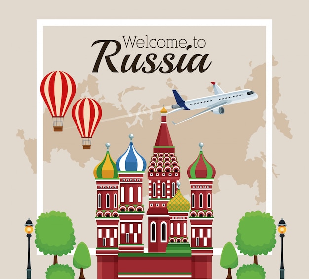 Bienvenido al diseño gráfico del ejemplo del vector del concepto de Rusia