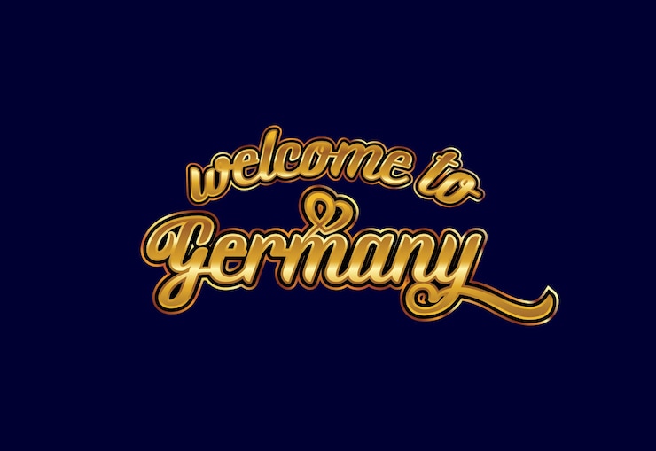 Vector bienvenido a alemania texto de palabra fuente creativa diseño ilustración signo de bienvenida