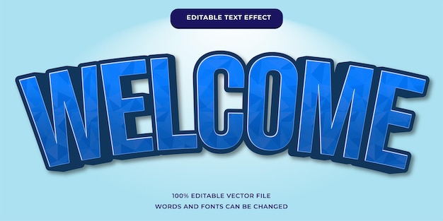 Vector bienvenido azul efecto de texto editable moderno