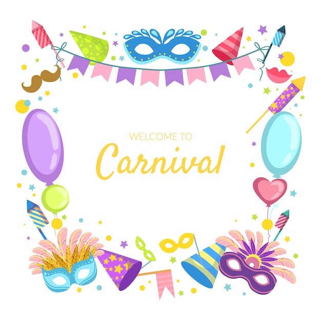 Bienvenido a Carnival Banner Template Celebración Ilustración vectorial festiva Diseño web