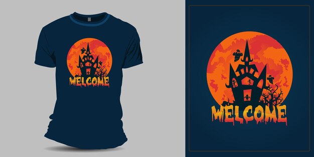 Vector bienvenido diseño de camiseta de saludos de halloween